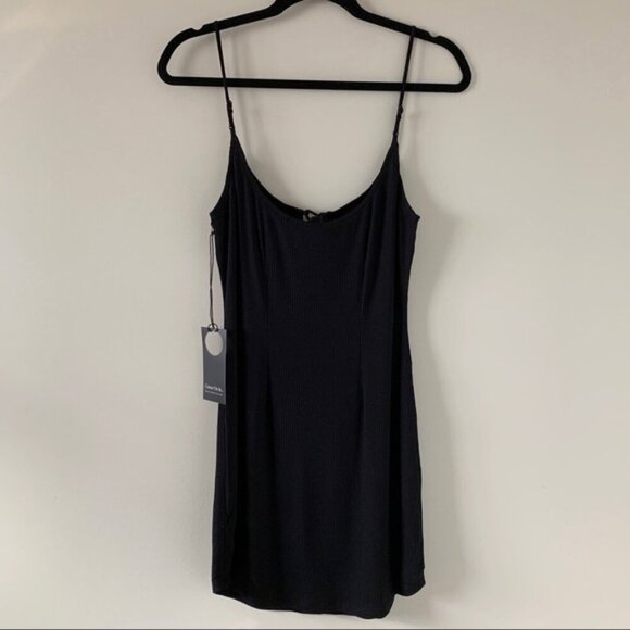 Revolve Privacy Please Terry Mini Dress Lace Up Ribbed knit Black Size Medium - Picture 15 of 16